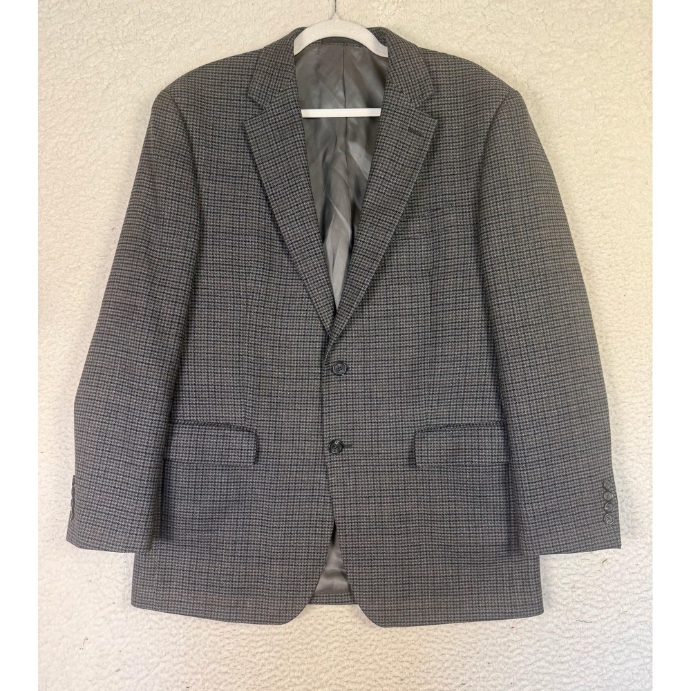 Chaps Ralph Lauren Men Sport Coat Blazer Two Button Plaid Lambs Wool 40R